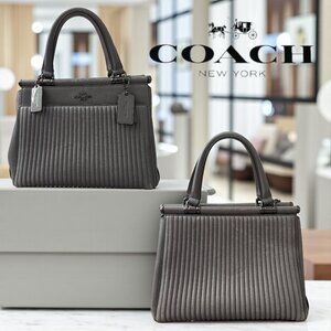Coach Grace Quilted Leather Satchel Gray Top Handle Shoulder Bag